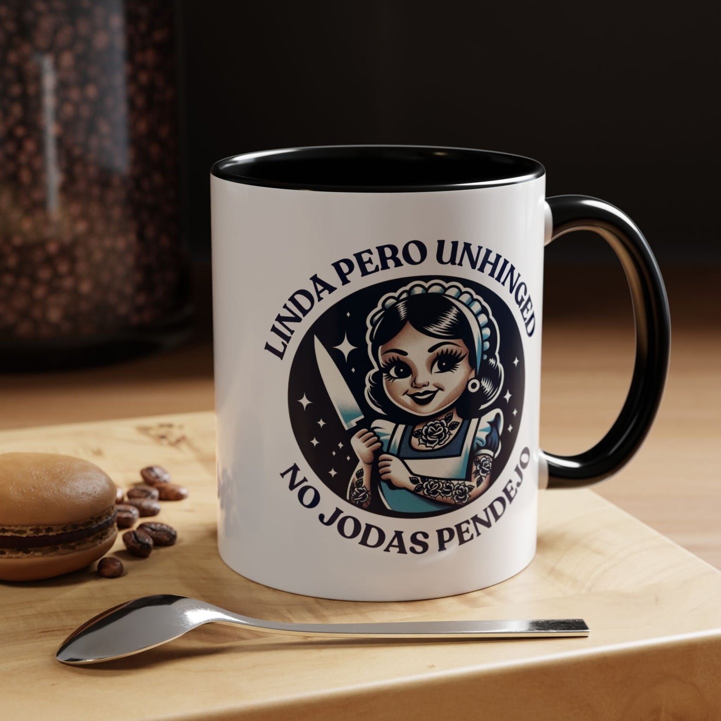 Funny Latina Mug - Linda Pero Unhinged Spanish Mug - 11oz Ceramic Coffee - Funny Sarcastic Hispanic Saying Mug Spanish Gift for Holiday