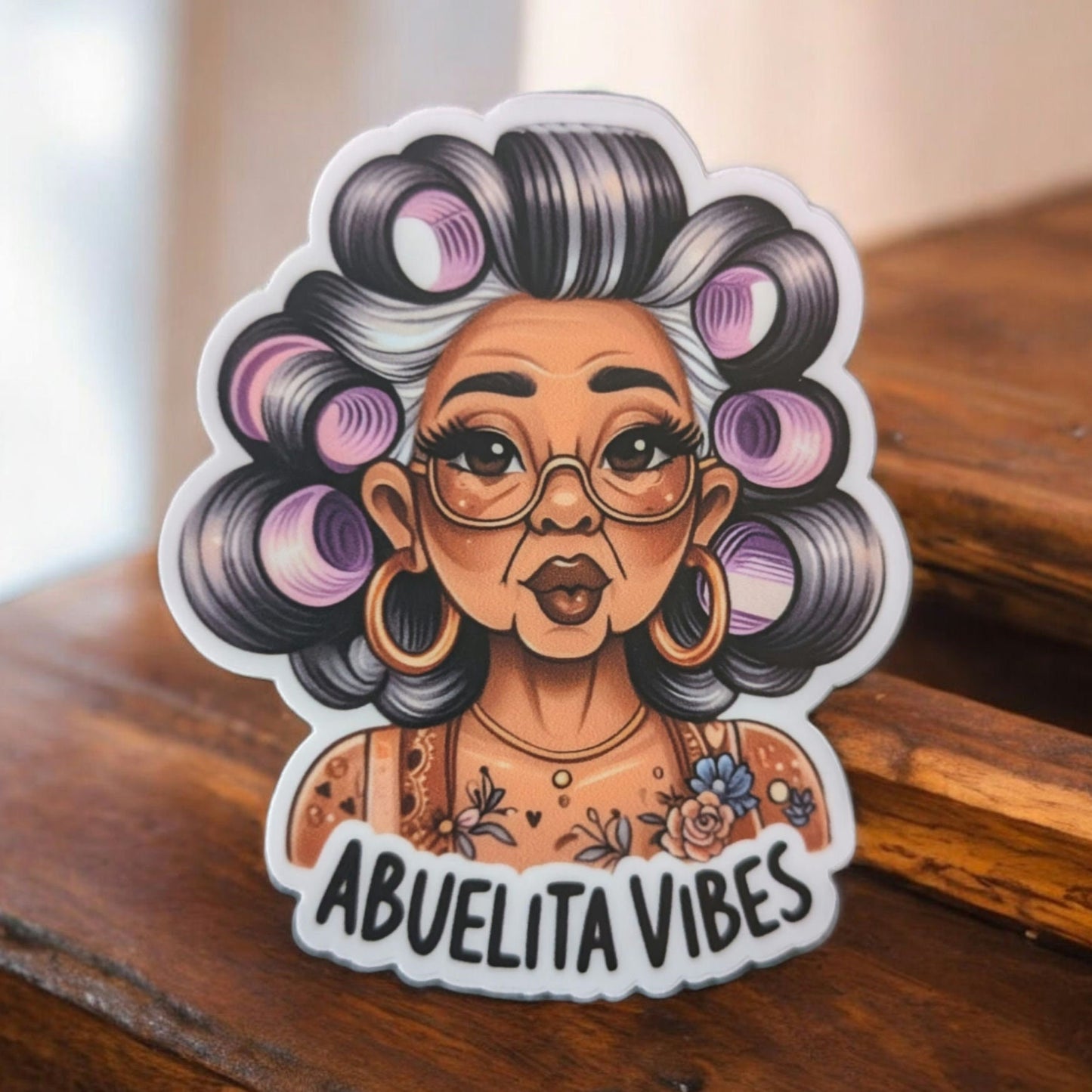 Abuelita Vibes - Cute Spanish Sticker - Latina Power Waterproof Sticker - Cafecito y Chisme Sticker - Bookmark or Craft Gift Calcomania