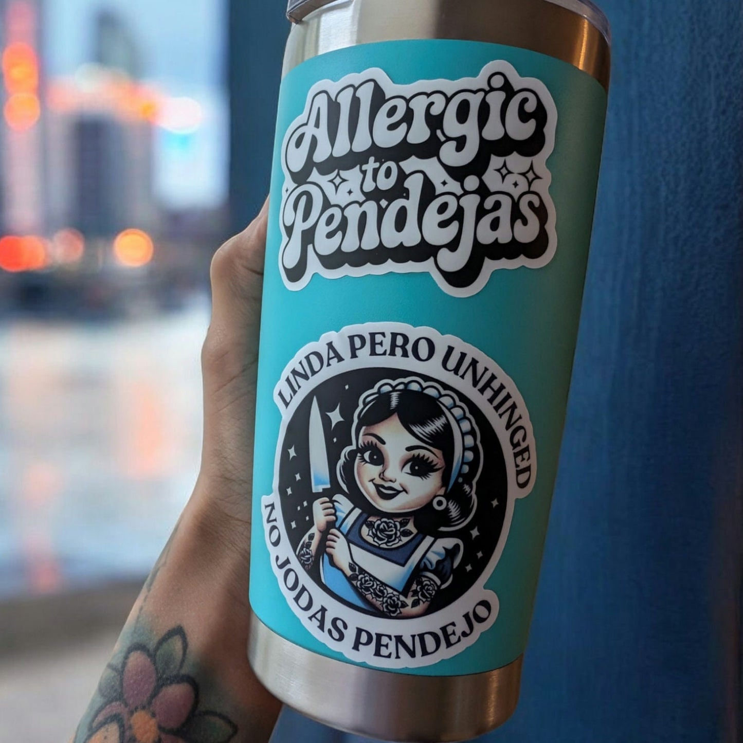 Allergic to Pendejas - Funny Spanish Sticker Premium Vinyl, Waterproof, Modern Chicana Aesthetic - Gift Sticker for Laptop, Water Bottle