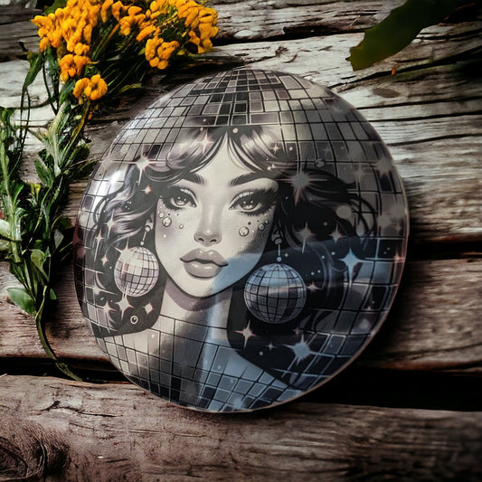 Disco Ball Girl Holographic Sticker - Waterproof Retro Mirror ball Sticker Design - Premium Vinyl Sticker for Tumbler - Calcomania Regalo