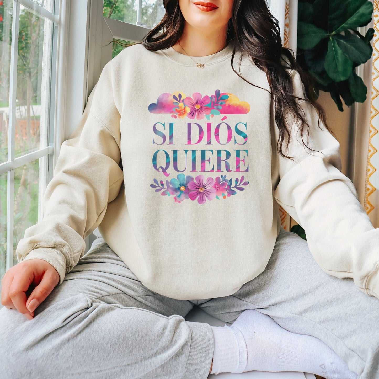 Si Dios Quiere Latina Sweatshirt - Cute Spanish Faith Sweatshirt - Unisex Crewneck - Christian JW Hispanic Gift - Gift for Latinx Mom