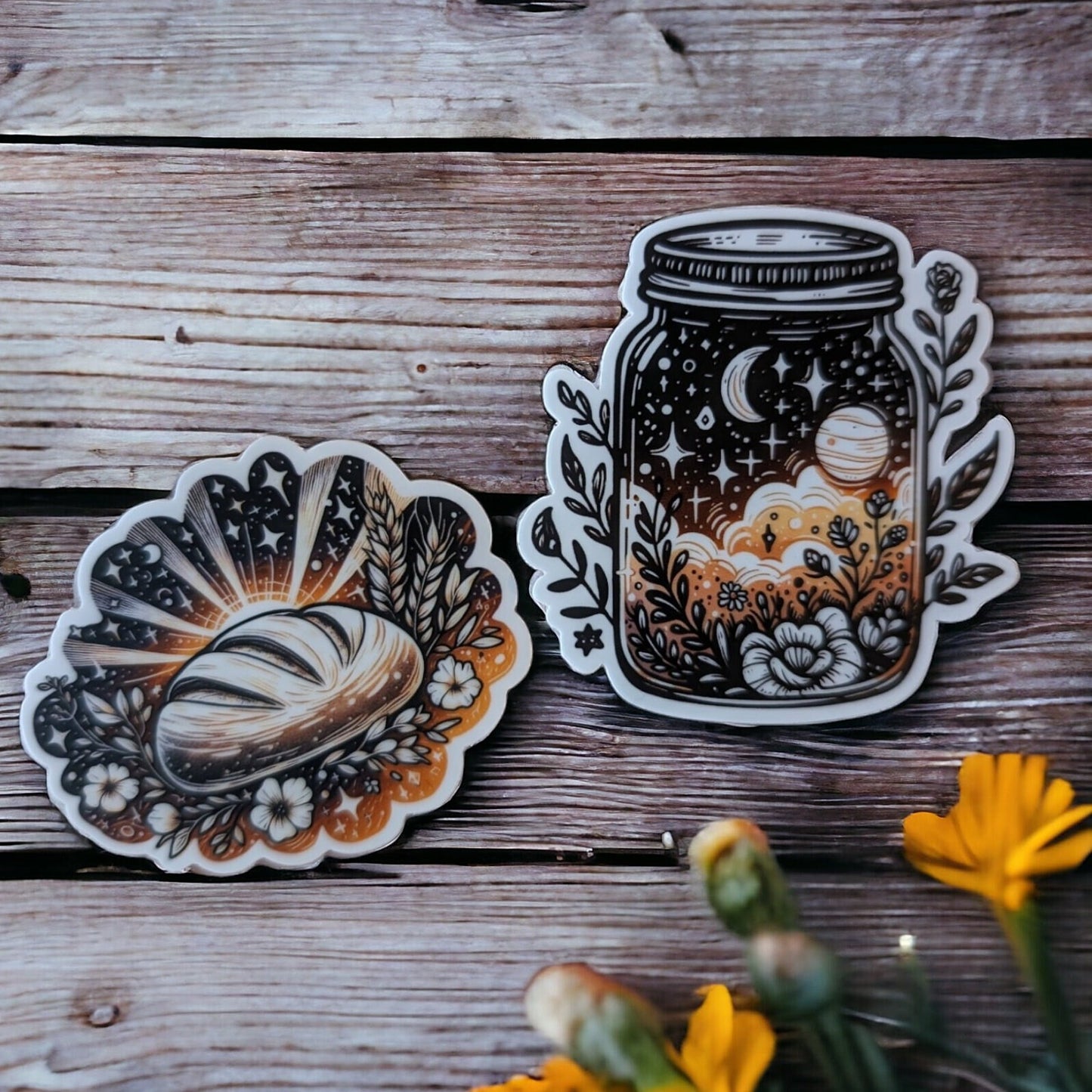 Sourdough Sticker - Waterproof Sourdough Starter Mason Jar and Sourdough Loaf Sticker Design - Premium Vinyl Sticker for Decorating Gift Set