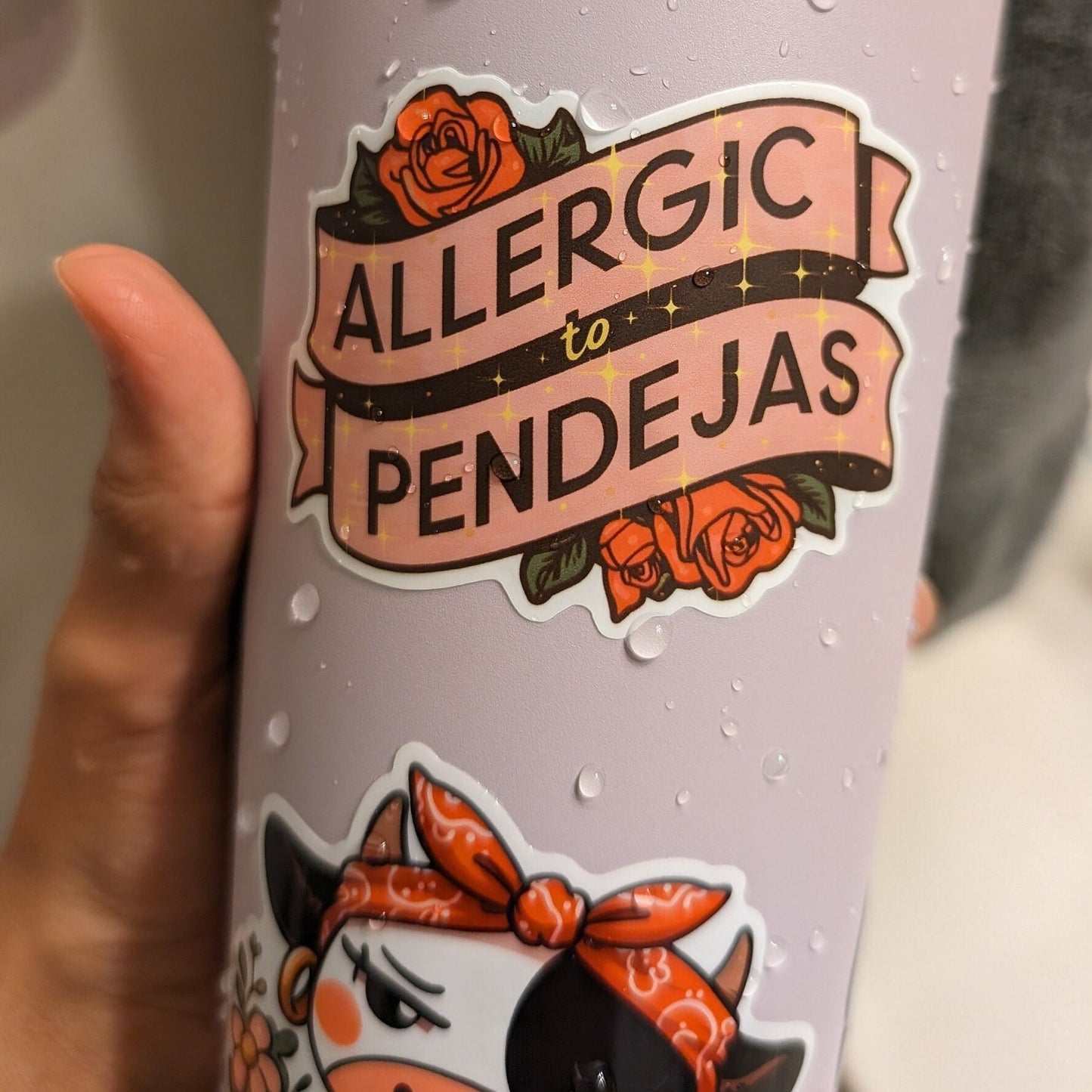 Allergic to Pendejas - Funny Spanish Sticker Premium Vinyl, Waterproof, Modern Girly Aesthetic - Gift Sticker for Laptop, Water Bottle