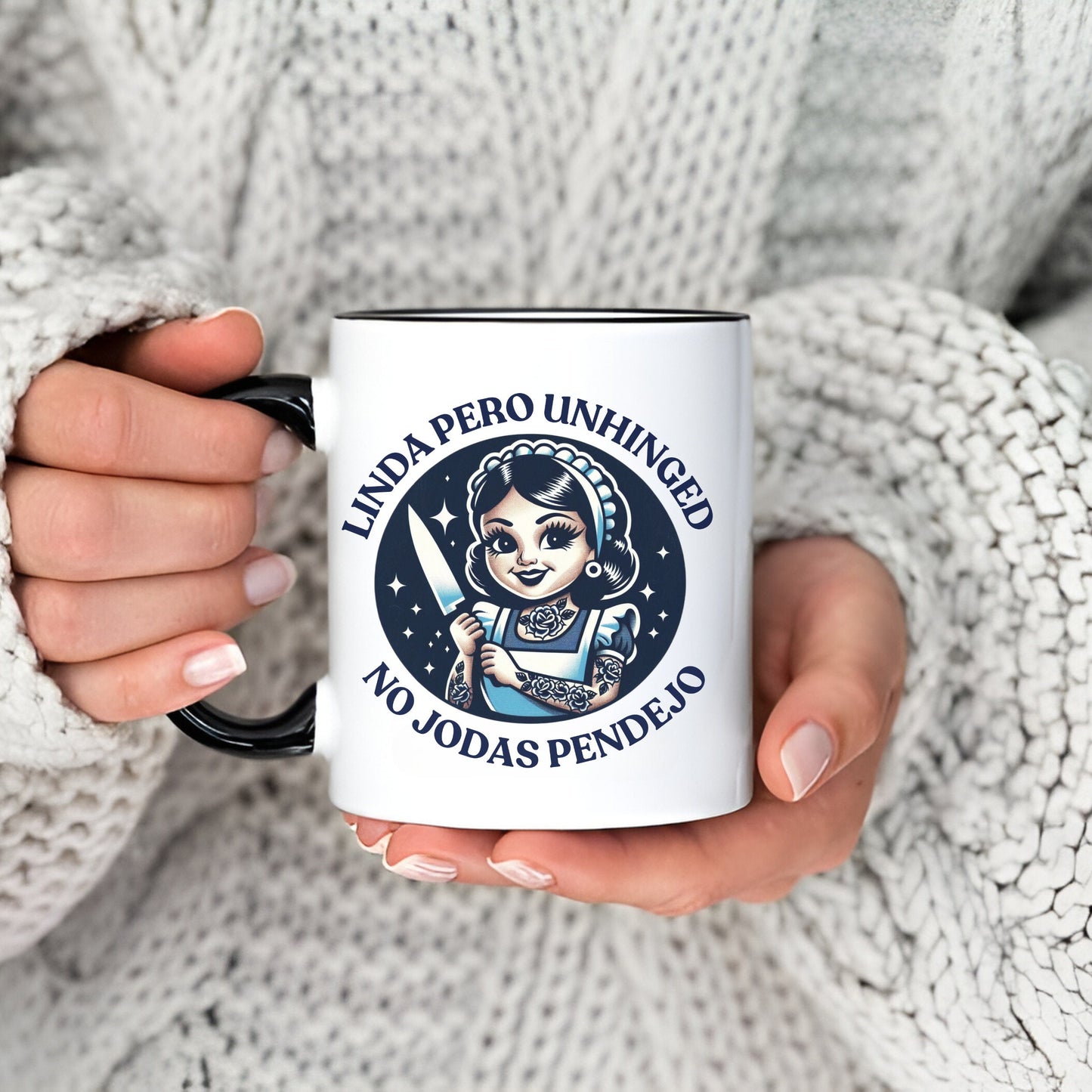 Funny Latina Mug - Linda Pero Unhinged Spanish Mug - 11oz Ceramic Coffee - Funny Sarcastic Hispanic Saying Mug Spanish Gift for Holiday