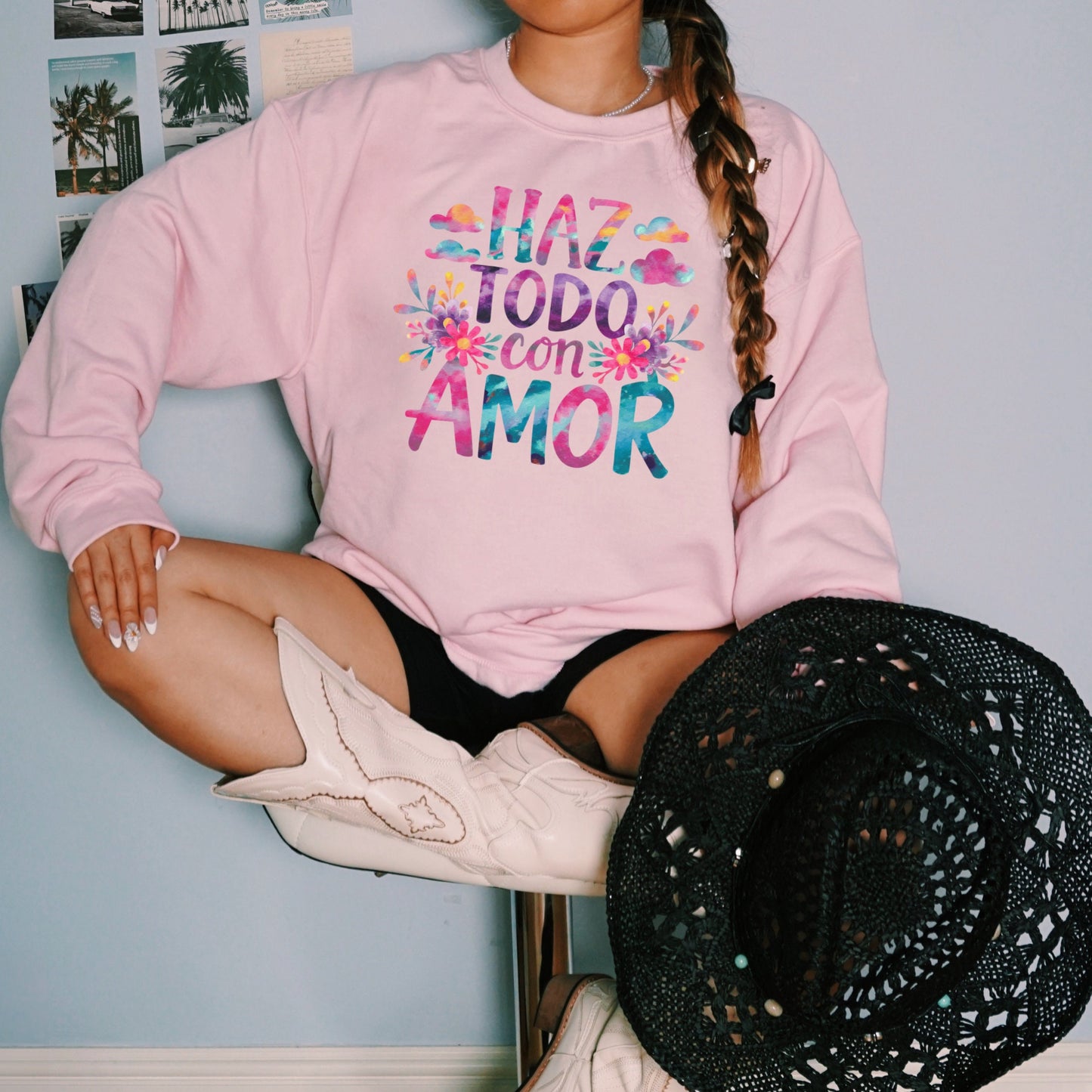 Haz Todo Con Amor - Latina Sweatshirt - Cute Spanish Faith Sweatshirt - Unisex Crewneck - Christian JW Hispanic Gift - Gift for Latinx Mom