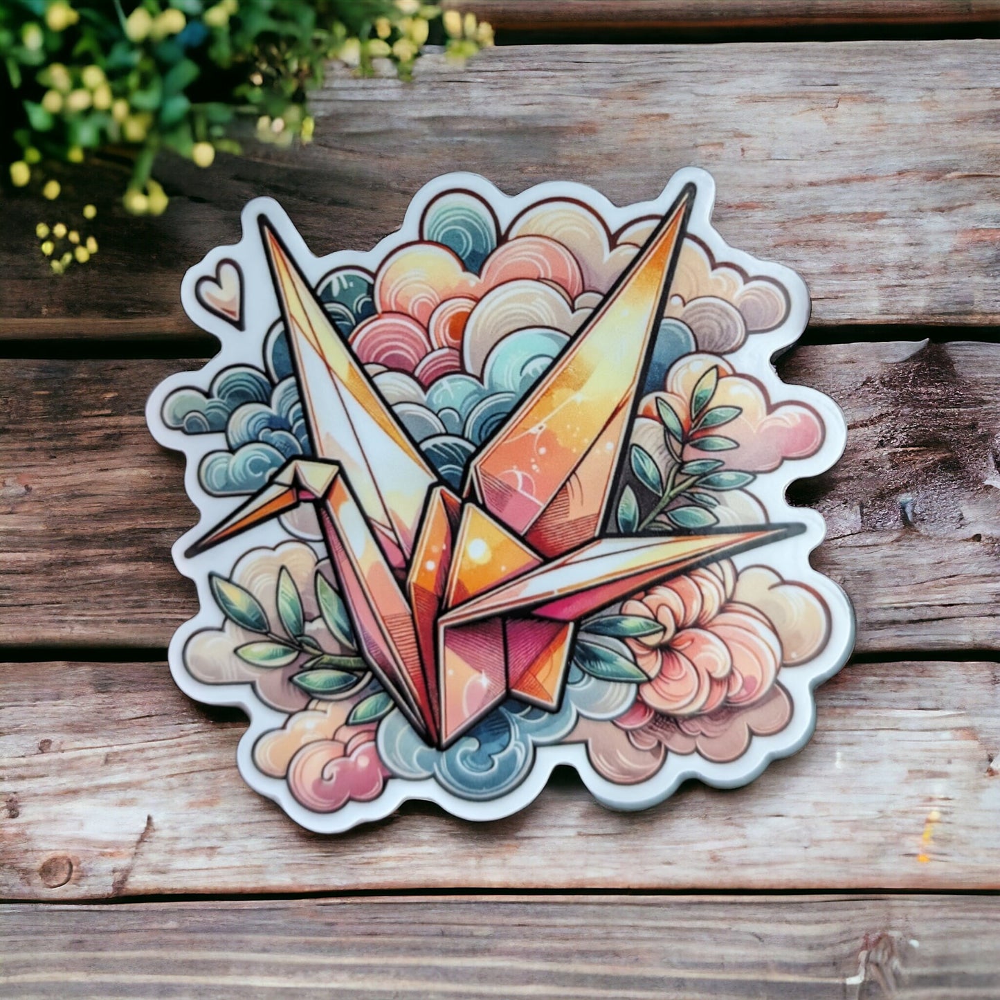 Cute Crane, Origami Sticker - Waterproof Die-Cut Sticker for Planner or Water Bottle - Kawaii Japanese Sticker - Girly Gift Idea for tumbler