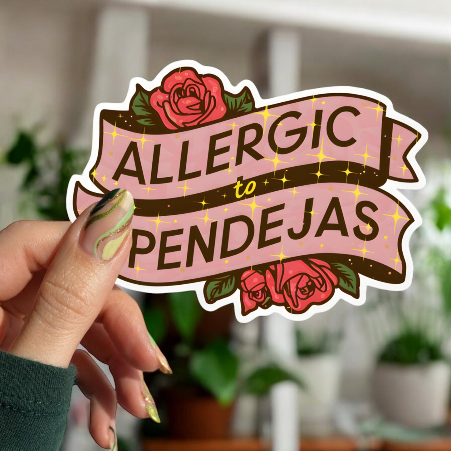 Allergic to Pendejas - Funny Spanish Sticker Premium Vinyl, Waterproof, Modern Girly Aesthetic - Gift Sticker for Laptop, Water Bottle