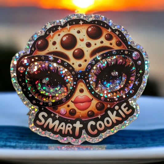 Smart Cookie Sticker - Cute Cookie Sticker Glitter and Holographic Waterproof Sticker  - Back to school Gift Calcomania