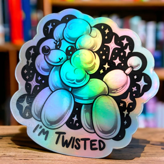 Twisted Poodle Sticker -  Holographic Balloon Animal Sticker - Cute Girly Sticker - Premium Vinyl Decal - Gift for Dog Mom and pet groomer