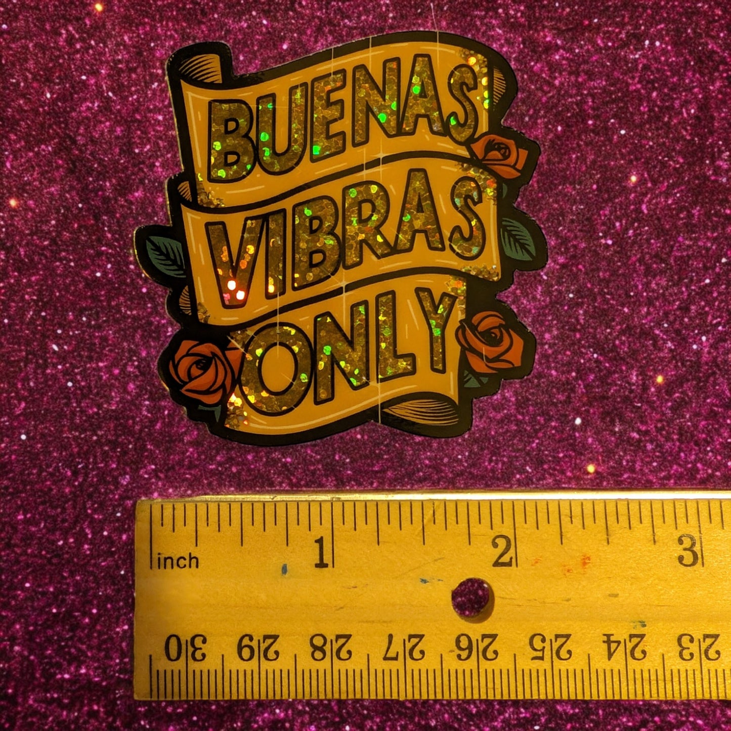 Buenas Vibras Only Glitter Sticker - Cute Latina Sticker - Funny Spanish Waterproof Sticker bookmark - Good Vibes Only Gift