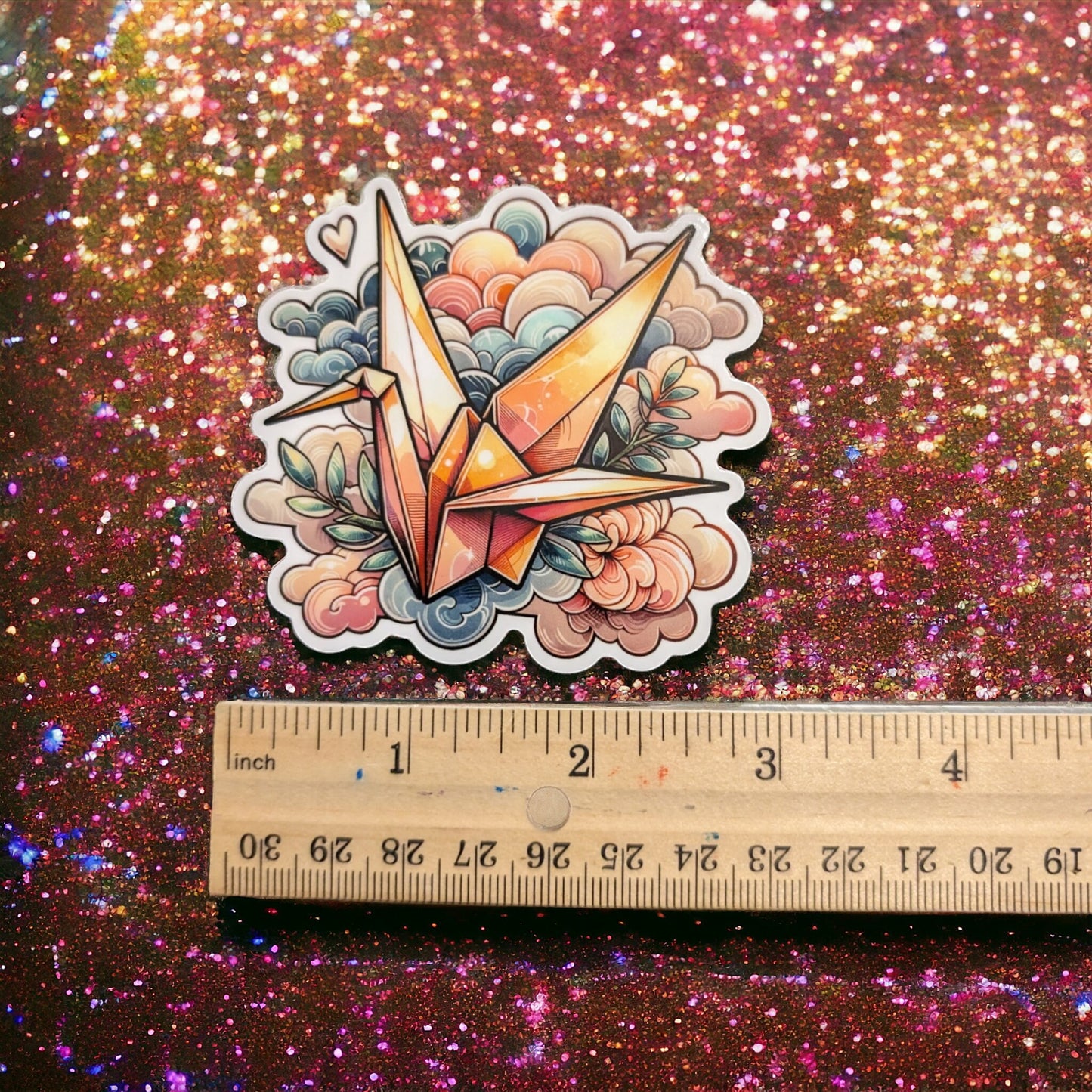 Cute Crane, Origami Sticker - Waterproof Die-Cut Sticker for Planner or Water Bottle - Kawaii Japanese Sticker - Girly Gift Idea for tumbler