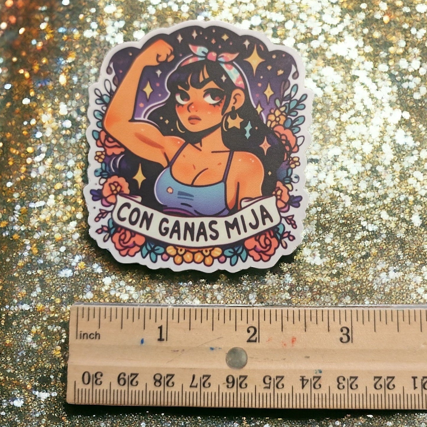 Con Ganas Mija Latina Poderosa Spanish Sticker, Premium Vinyl, Waterproof, Modern Girly Aesthetic - Laptop, Water Bottle, Decal for teacher