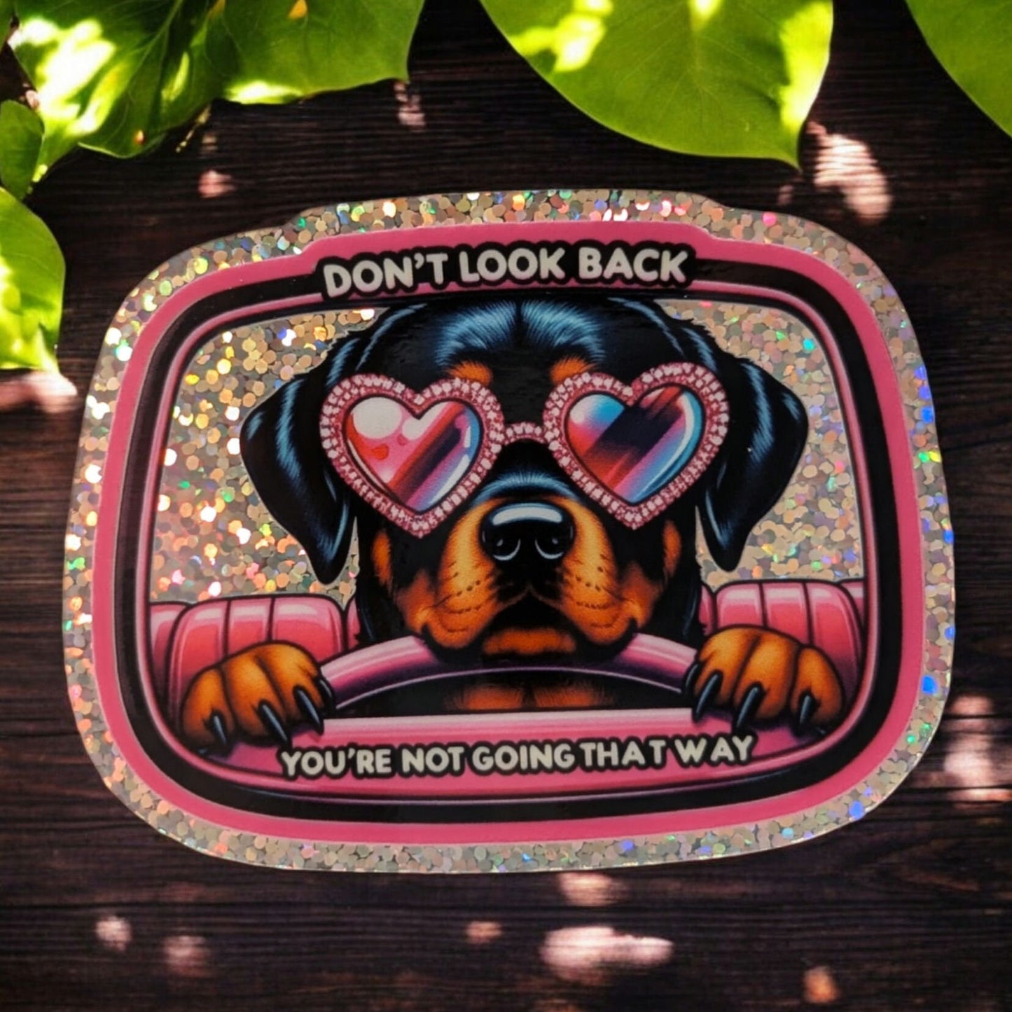 Cute Rottweiler Sticker - Mental Health Sticker - Rottweiler Mama - Gift for Rottie Dog Mom and Pet groomer - Don't Look Back Car Sticker