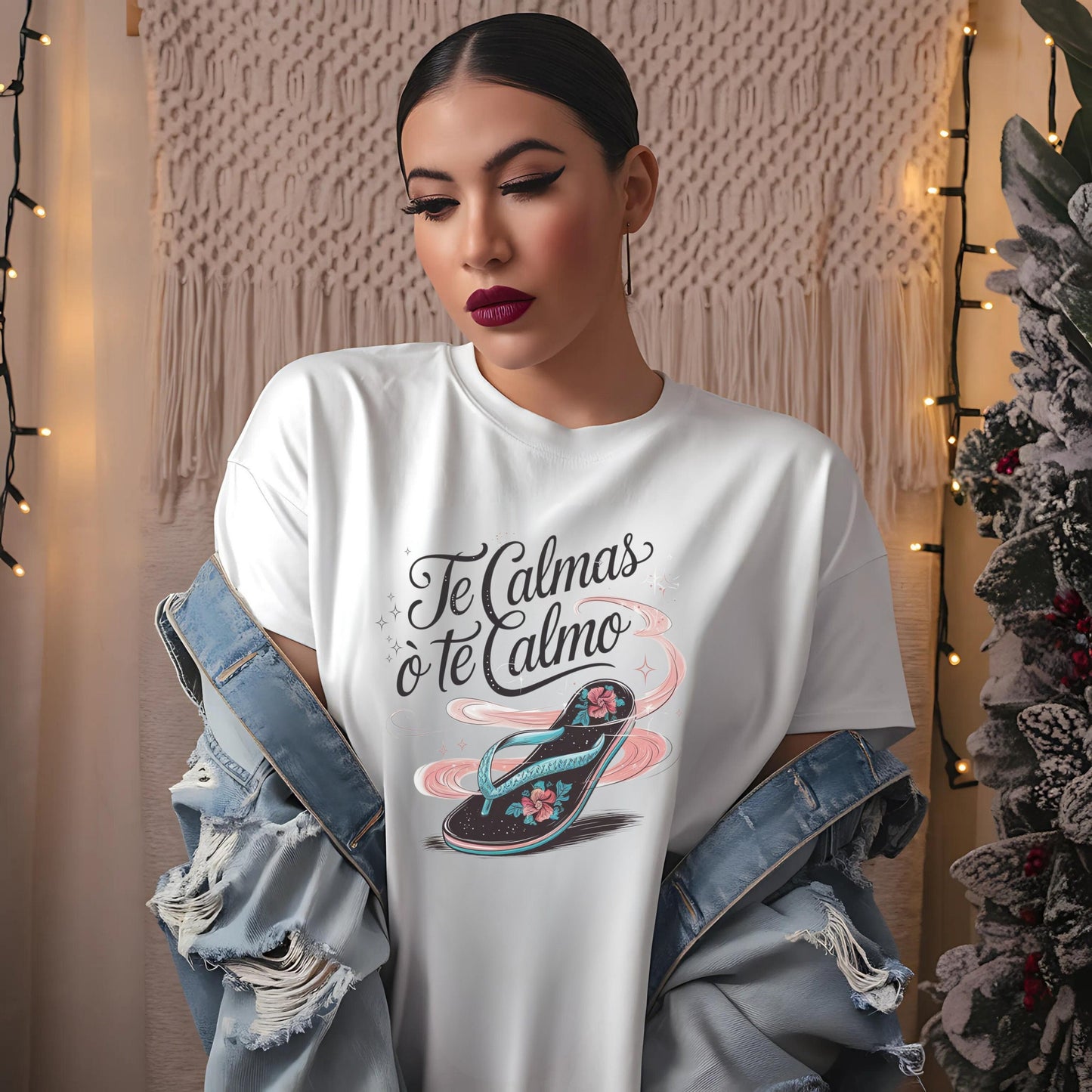 Funny Latina Tee - Te Calmas O Te Calmo Tshirt - Funny Hispanic Heritage Gift- Chancla T-shirt - Unisex Jersey Short Sleeve Tee - Xmas Gift