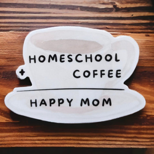 Homeschool Mom Sticker -  Coffee Lover Sticker, Watercolor Coffee Mug Decal for Happy Mom , Laptop Sticker for homeschool planner