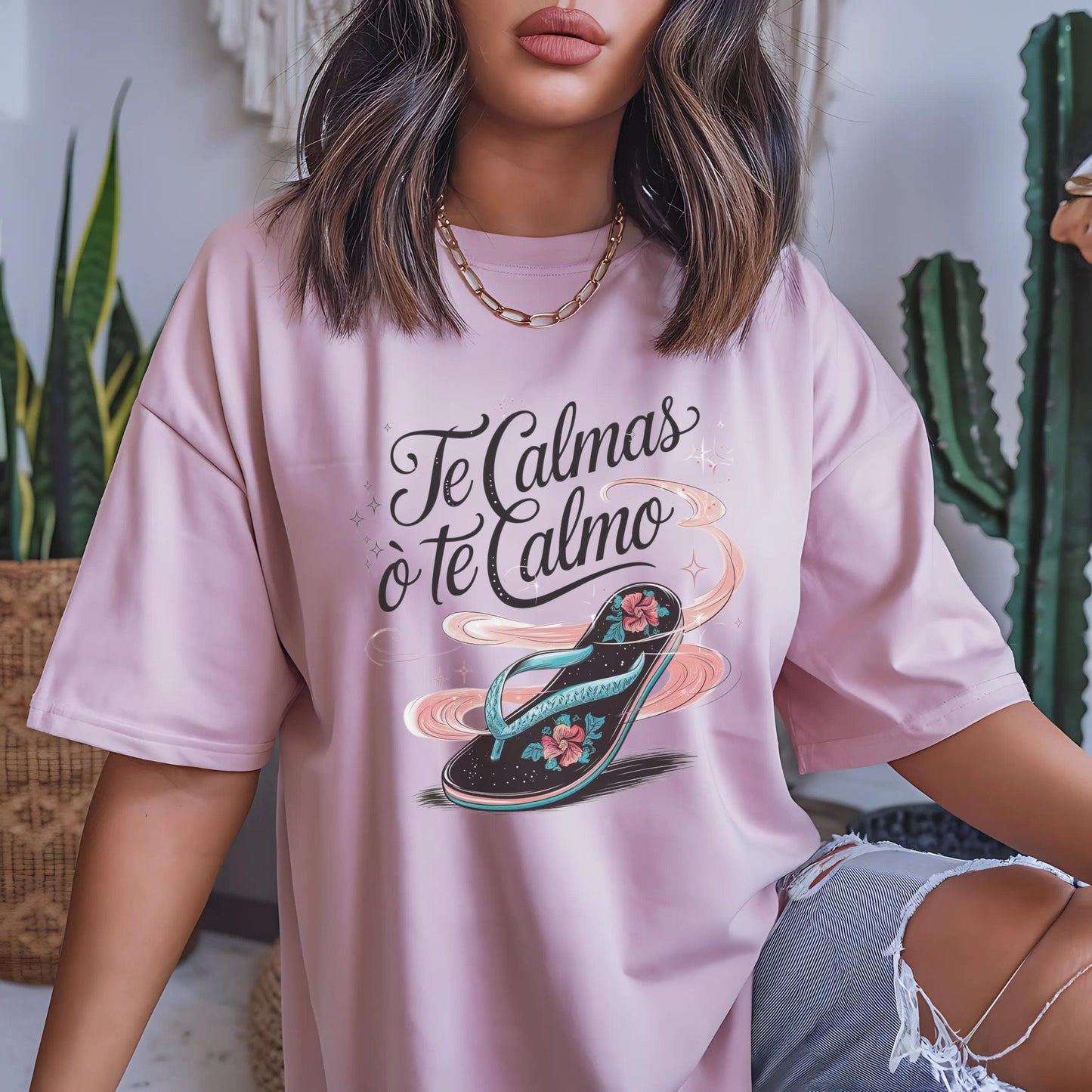 Funny Latina Tee - Te Calmas O Te Calmo Tshirt - Funny Hispanic Heritage Gift- Chancla T-shirt - Unisex Jersey Short Sleeve Tee - Xmas Gift