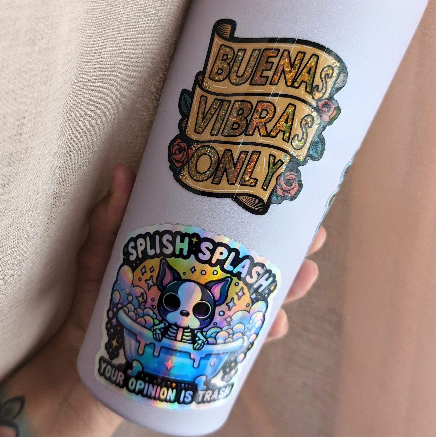 Buenas Vibras Only Glitter Sticker - Cute Latina Sticker - Funny Spanish Waterproof Sticker bookmark - Good Vibes Only Gift