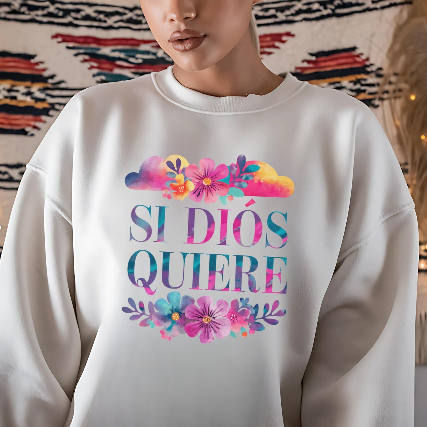 Si Dios Quiere Latina Sweatshirt - Cute Spanish Faith Sweatshirt - Unisex Crewneck - Christian JW Hispanic Gift - Gift for Latinx Mom