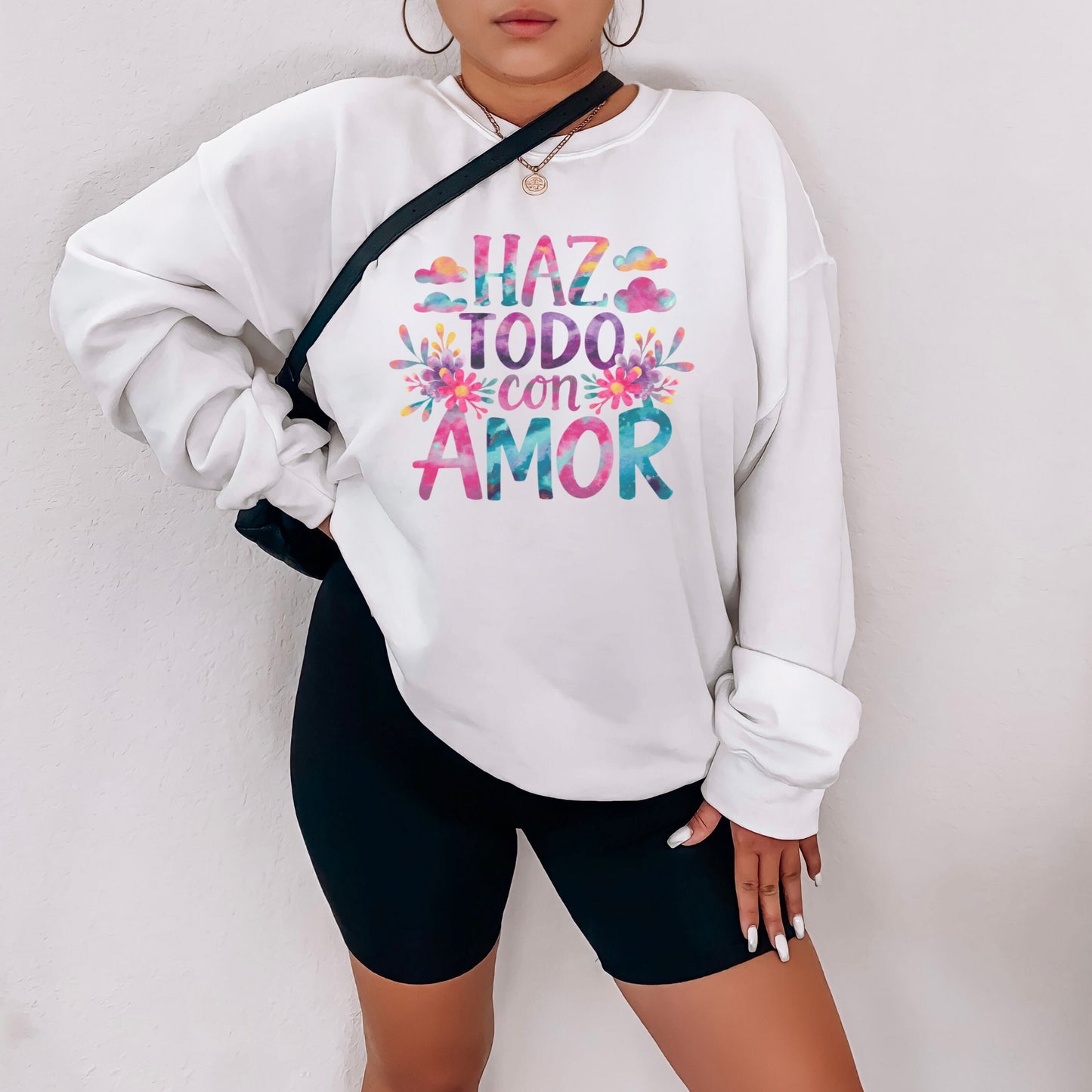 Haz Todo Con Amor - Latina Sweatshirt - Cute Spanish Faith Sweatshirt - Unisex Crewneck - Christian JW Hispanic Gift - Gift for Latinx Mom